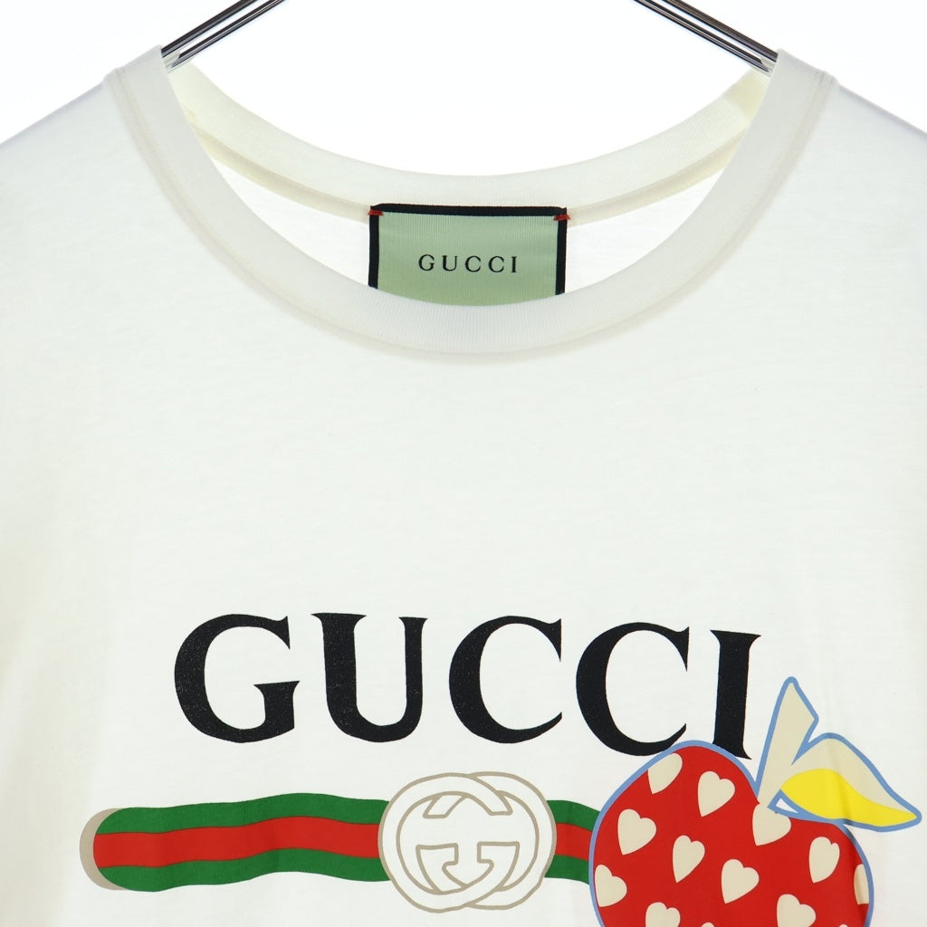 GUCCI(グッチ) 21AW Les Pommes S/S Tee レ ポム フロントプリント 半袖Tシャツ カットソー コットン ホワイト 548334 XJDNC レディース