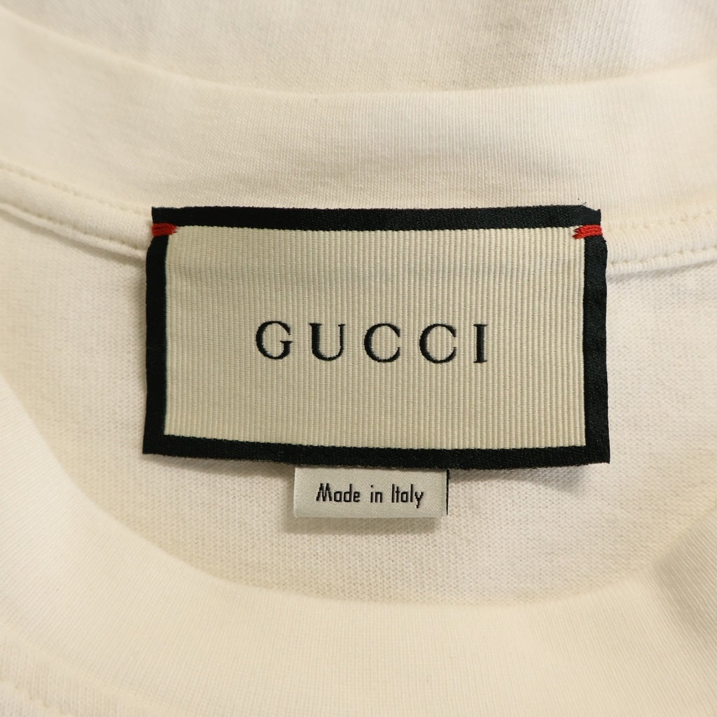 GUCCI(グッチ) 19SS Hawaii Logo S/S Tee ハワイ ロゴプリント 半袖Tシャツ カットソー ラメ ホワイト 580762 XJCRA レディース