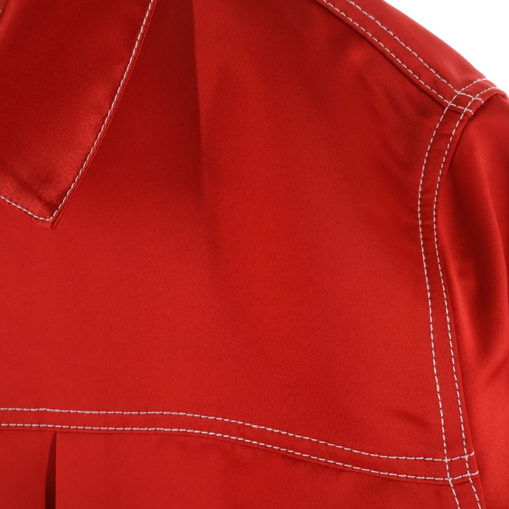 KENZO(ケンゾー) ×Levi's 23年 Type II Satin Trucker Jacket セカンドモデル サテントラッカージャケット 花柄刺繍 ロゴ レッド FD65VE301LE8 レディース