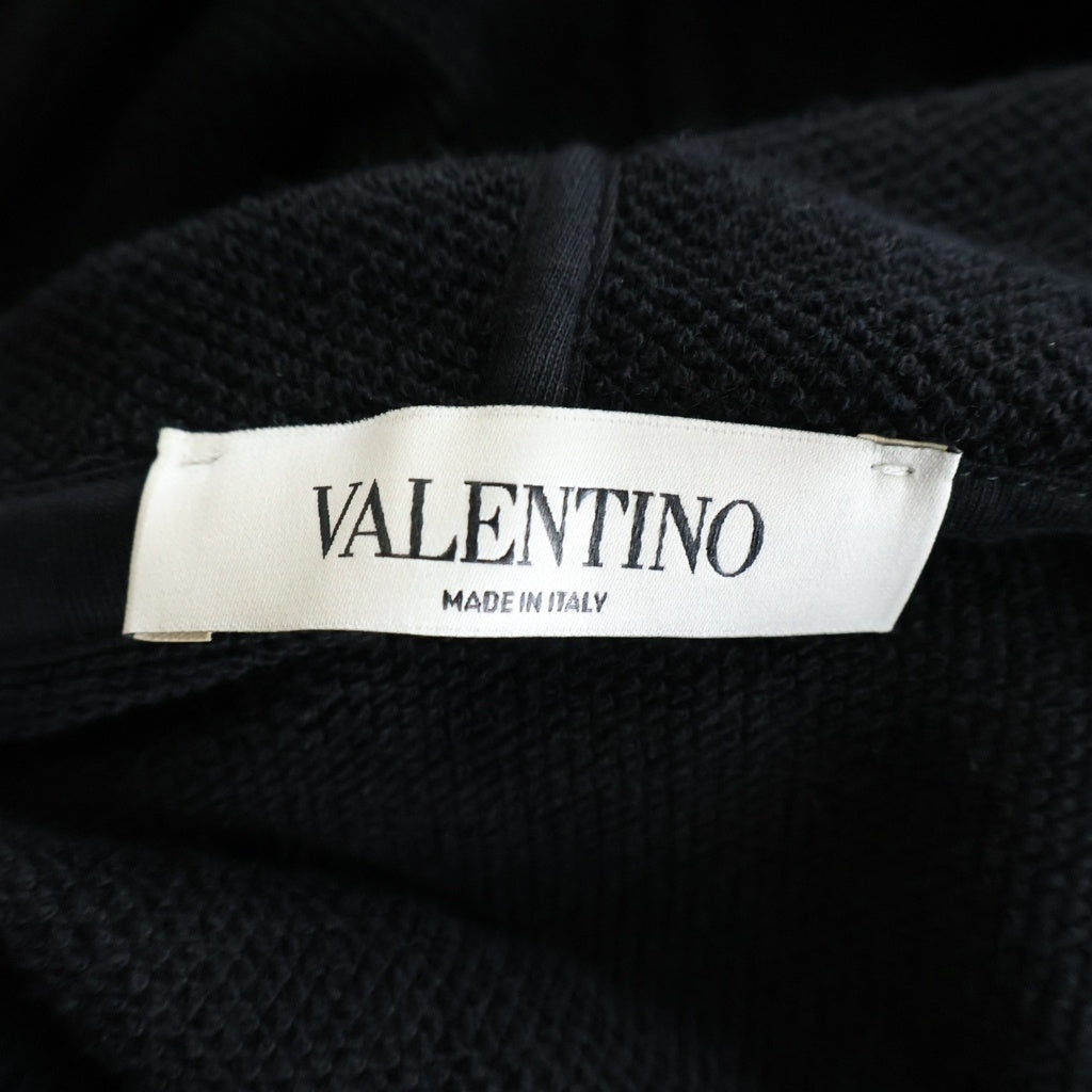 VALENTINO(ヴァレンティノ) ■ジャージーマクラメ オーバーサイズ スウェットシャツ ポンチョ ブラック コットン レディース