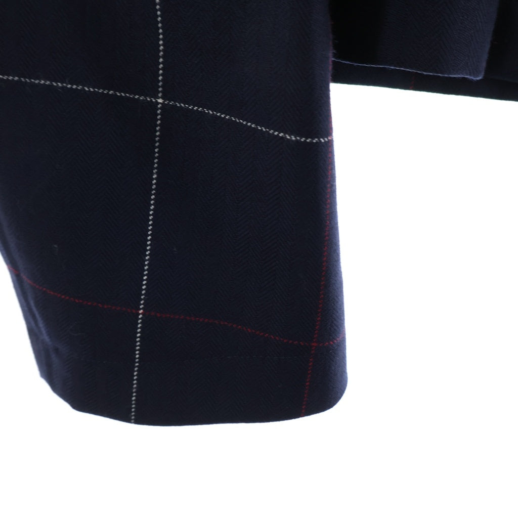 THOM BROWNE(トムブラウン) Wool Blouson 襟ベロア切り替え ブルゾン ジャケット チェック柄 アームバンド ネイビー MJO152C-07634415 レディース