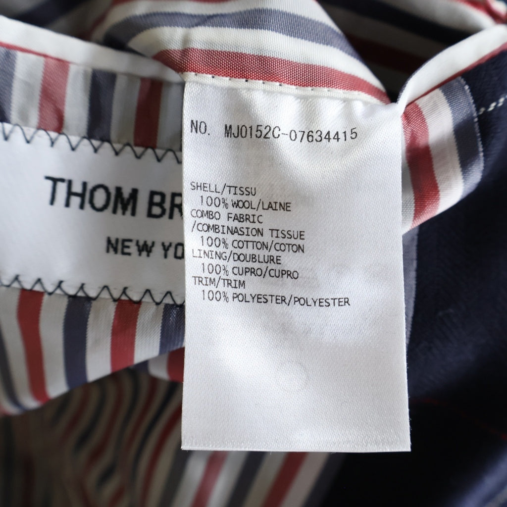THOM BROWNE(トムブラウン) Wool Blouson 襟ベロア切り替え ブルゾン ジャケット チェック柄 アームバンド ネイビー MJO152C-07634415 レディース