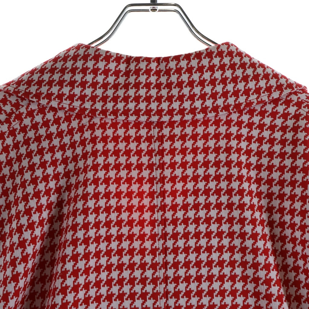 BALENCIAGA(バレンシアガ) 20AW Houndstooth Double Breasted Coat ダブルブレスト ロングチェスターコート 千鳥格子柄 ホワイト/レッド 626569 TIP05 レディース