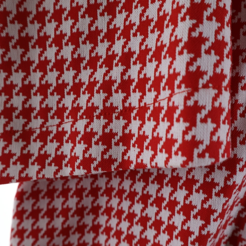 BALENCIAGA(バレンシアガ) 20AW Houndstooth Double Breasted Coat ダブルブレスト ロングチェスターコート 千鳥格子柄 ホワイト/レッド 626569 TIP05 レディース
