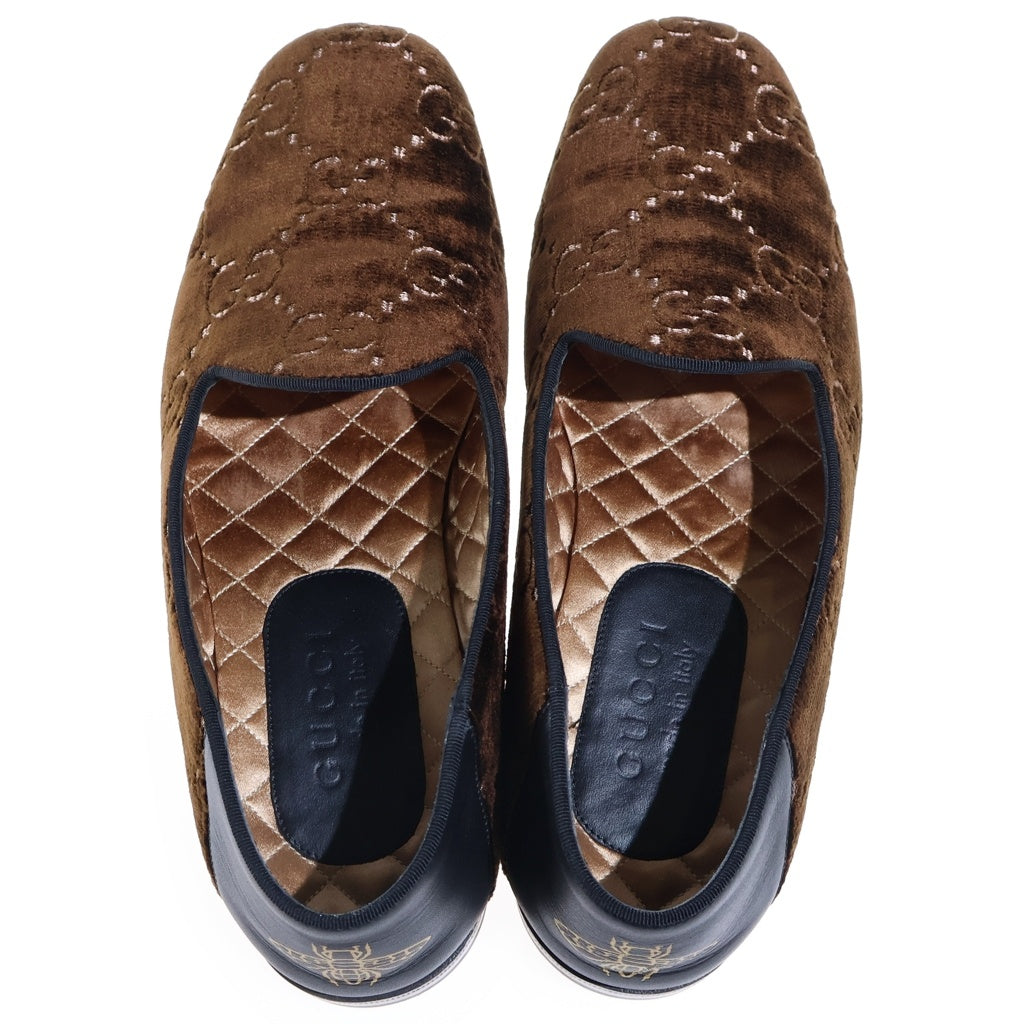 GUCCI(グッチ) GGロゴ ベロアローファー ブラウン レディース