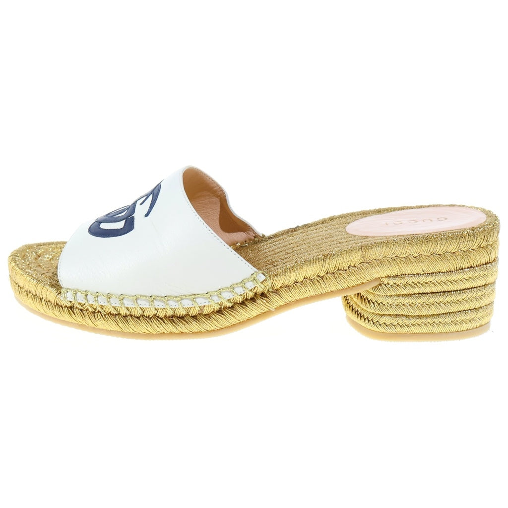 GUCCI(グッチ) インターロッキングG ヒールサンダル ゴールド #37 レディース
