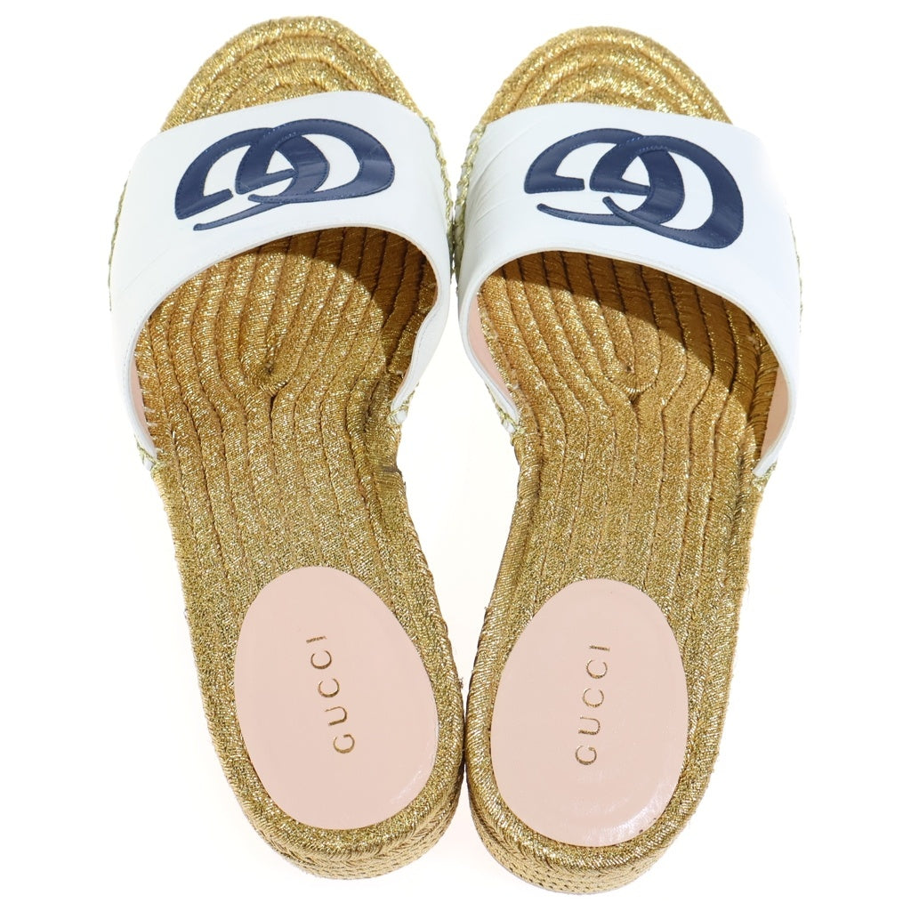 GUCCI(グッチ) インターロッキングG ヒールサンダル ゴールド #37 レディース