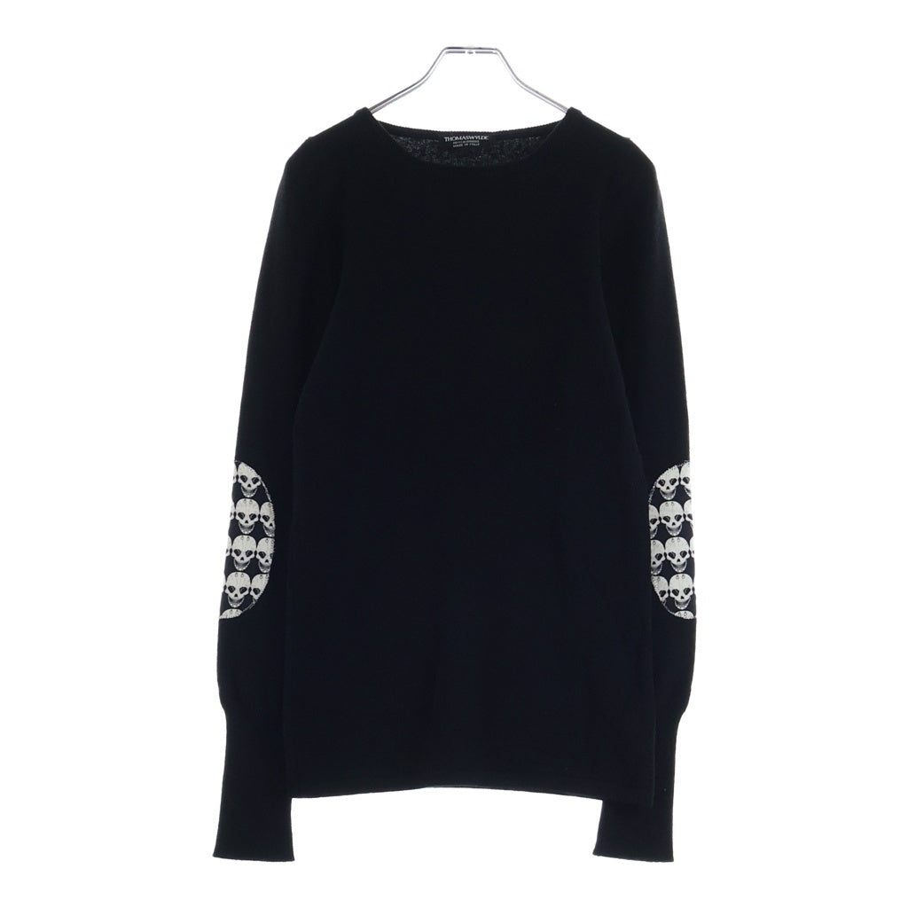 Thomas Wylde(トーマスワイルド) エルボースカルパッチ カシミヤニット セーター パッチワーク ブラック レディース