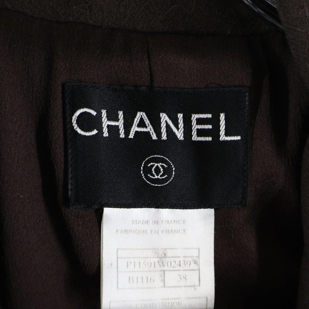 CHANEL(シャネル) 98A ココマークボタン ウール ダブルブレスト オーバーサイズ Pコート ブラウン P11591W02439 レディース