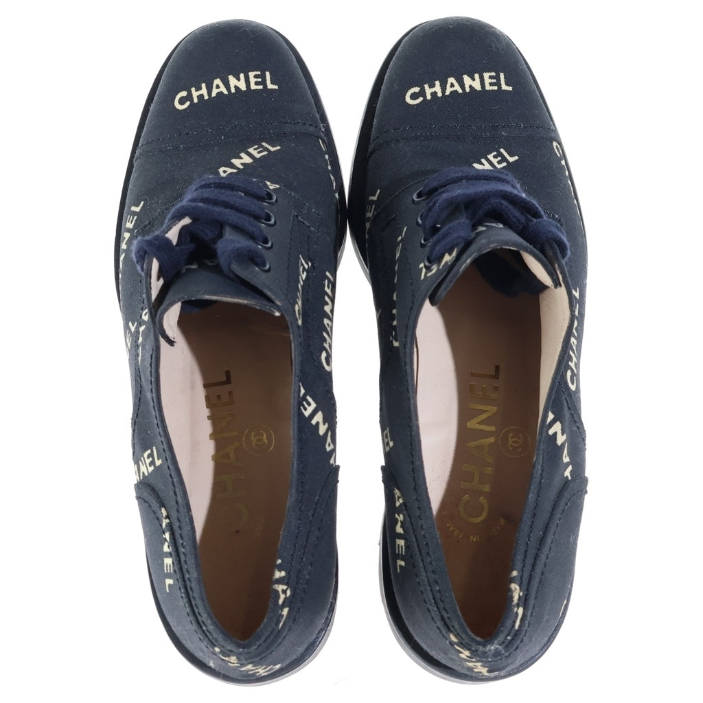 CHANEL(シャネル) ロゴ ローカットスニーカー シューズ キャンバス地 ブラック レディース
