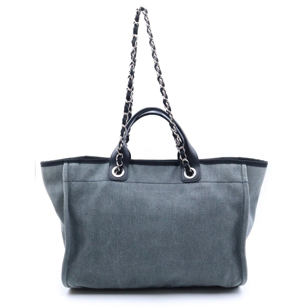 CHANEL(シャネル) ドーヴィル トートバッグ スパンコール ブラック×グレー キャンバス×レザー レディース