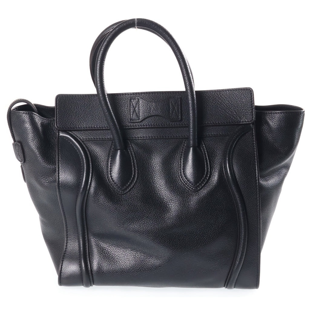 CELINE(セリーヌ) ラゲージミニショッパー レザーハンドバッグ ブラック シルバー金具 レディース