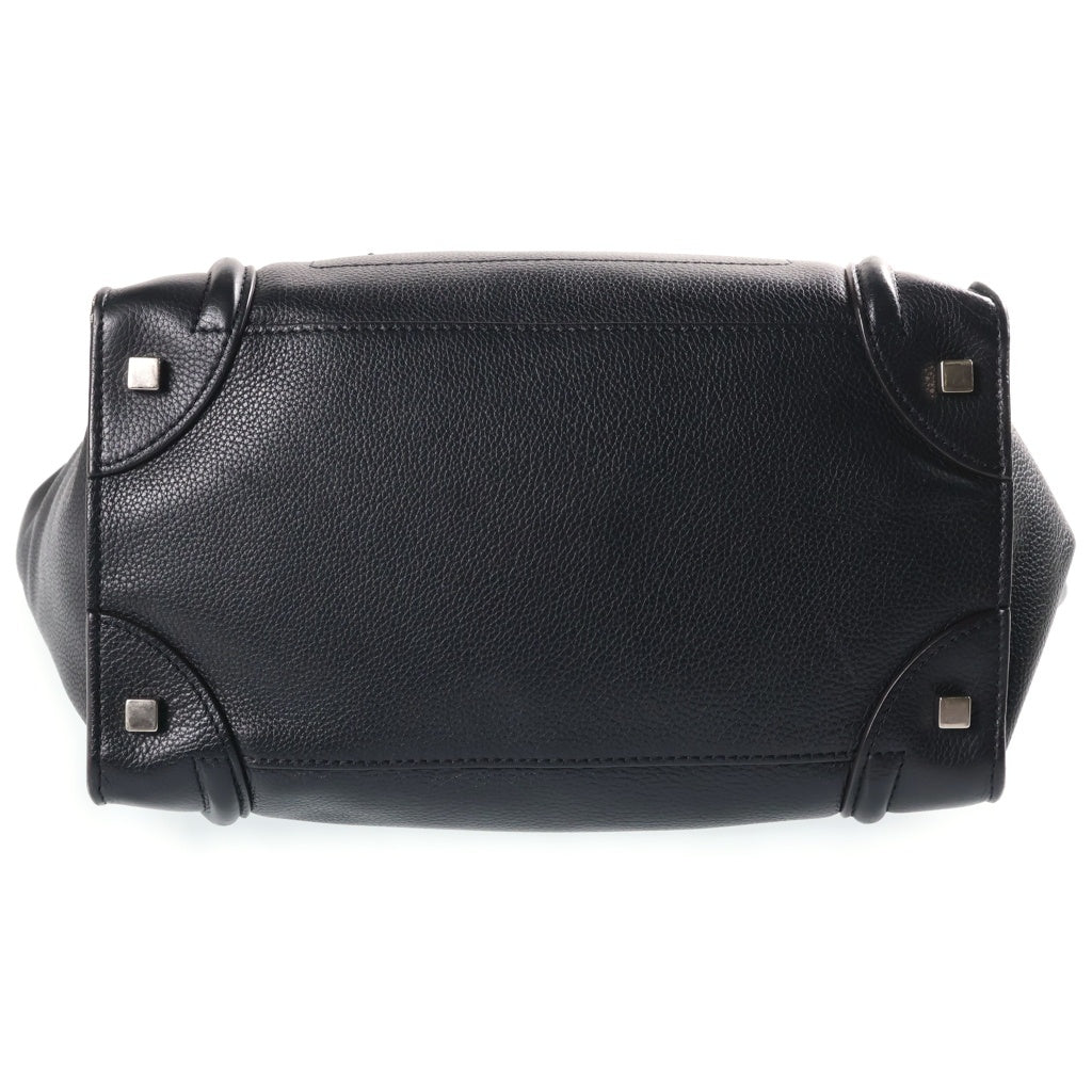 CELINE(セリーヌ) ラゲージミニショッパー レザーハンドバッグ ブラック シルバー金具 レディース