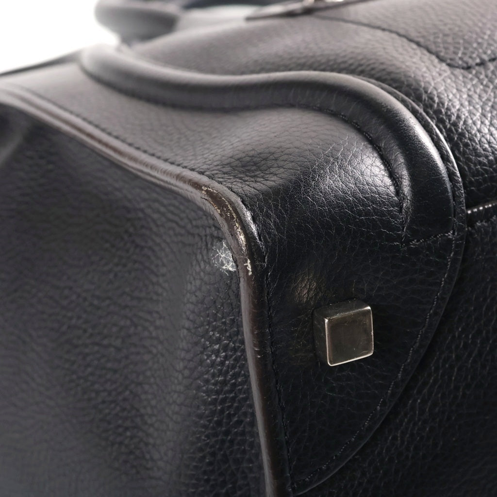 CELINE(セリーヌ) ラゲージミニショッパー レザーハンドバッグ ブラック シルバー金具 レディース
