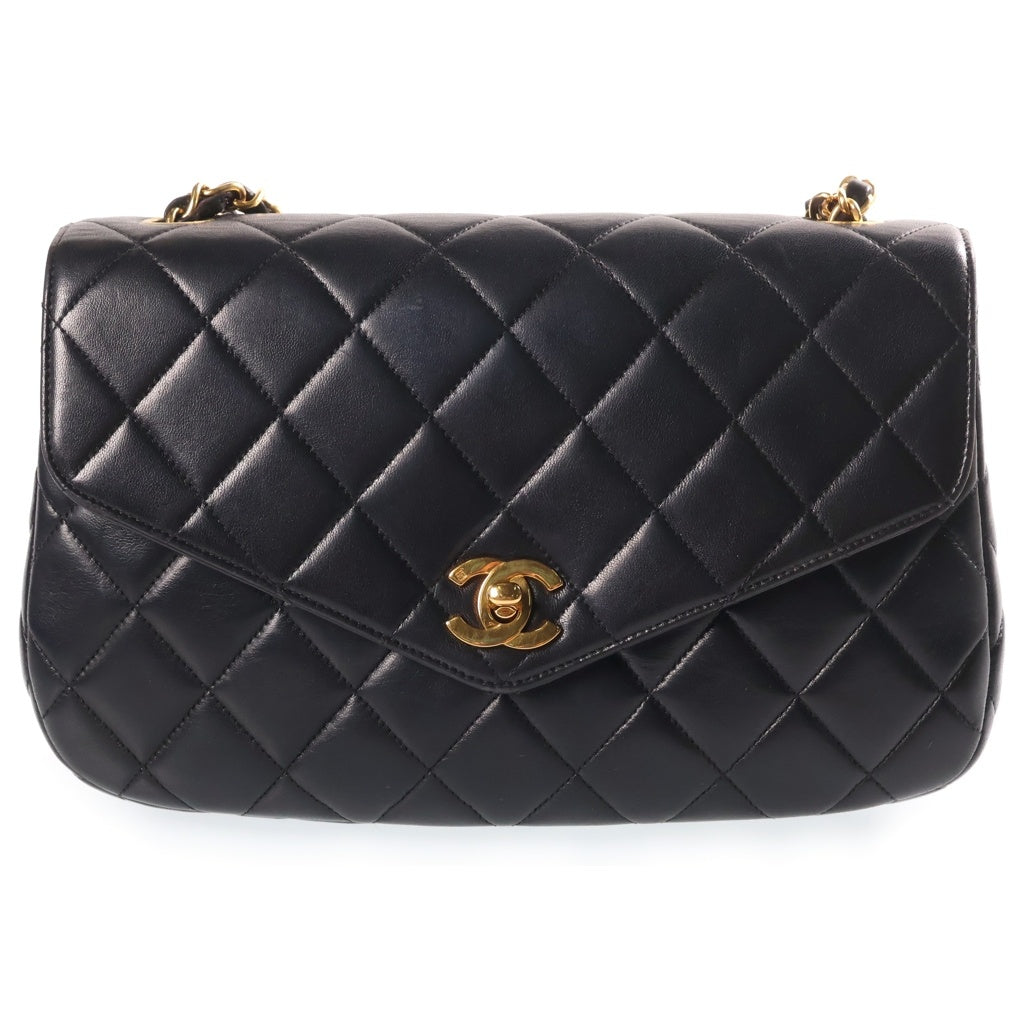 CHANEL(シャネル) マトラッセ 25 ココマーク シングルフラップ シングルチェーン ラムスキン ブラック レディース
