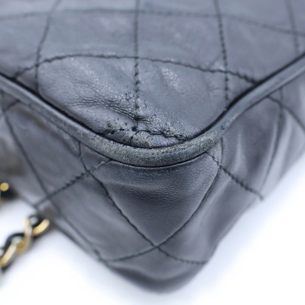 CHANEL(シャネル) マトラッセ フリンジ チェーン ショルダーバック タッセル ラムスキン ブラック レディース