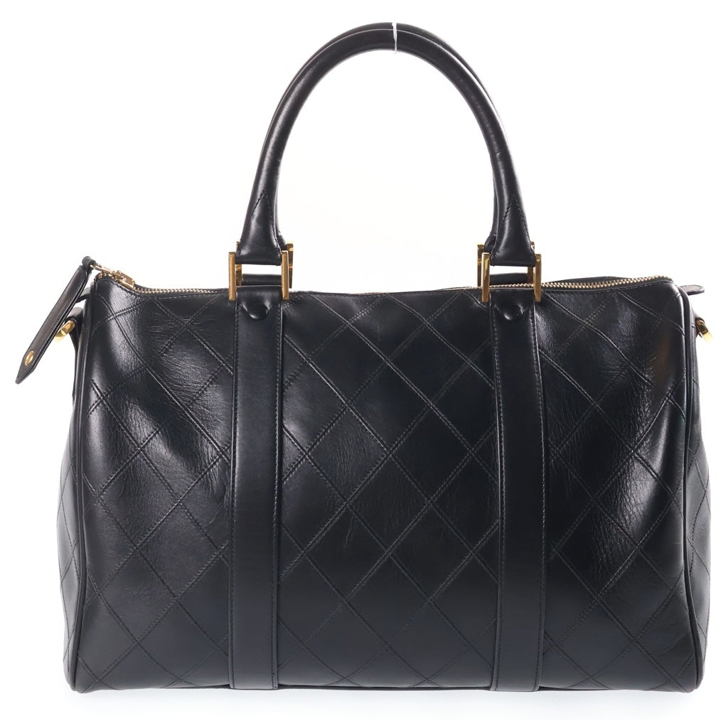 CHANEL(シャネル) マトラッセ ボストンバック 2wayショルダー ゴールド金具 ラムスキン ブラック レディース