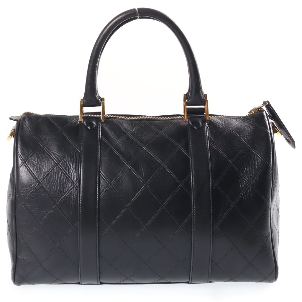 CHANEL(シャネル) マトラッセ ボストンバック 2wayショルダー ゴールド金具 ラムスキン ブラック レディース