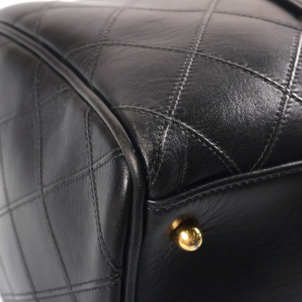 CHANEL(シャネル) マトラッセ ボストンバック 2wayショルダー ゴールド金具 ラムスキン ブラック レディース