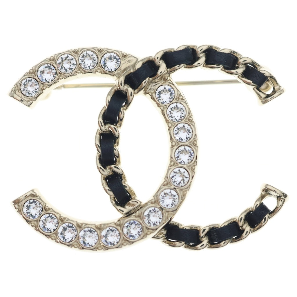 CHANEL(シャネル) ココマーク レザー×ラインストーン ゴールド GP A25B レディース