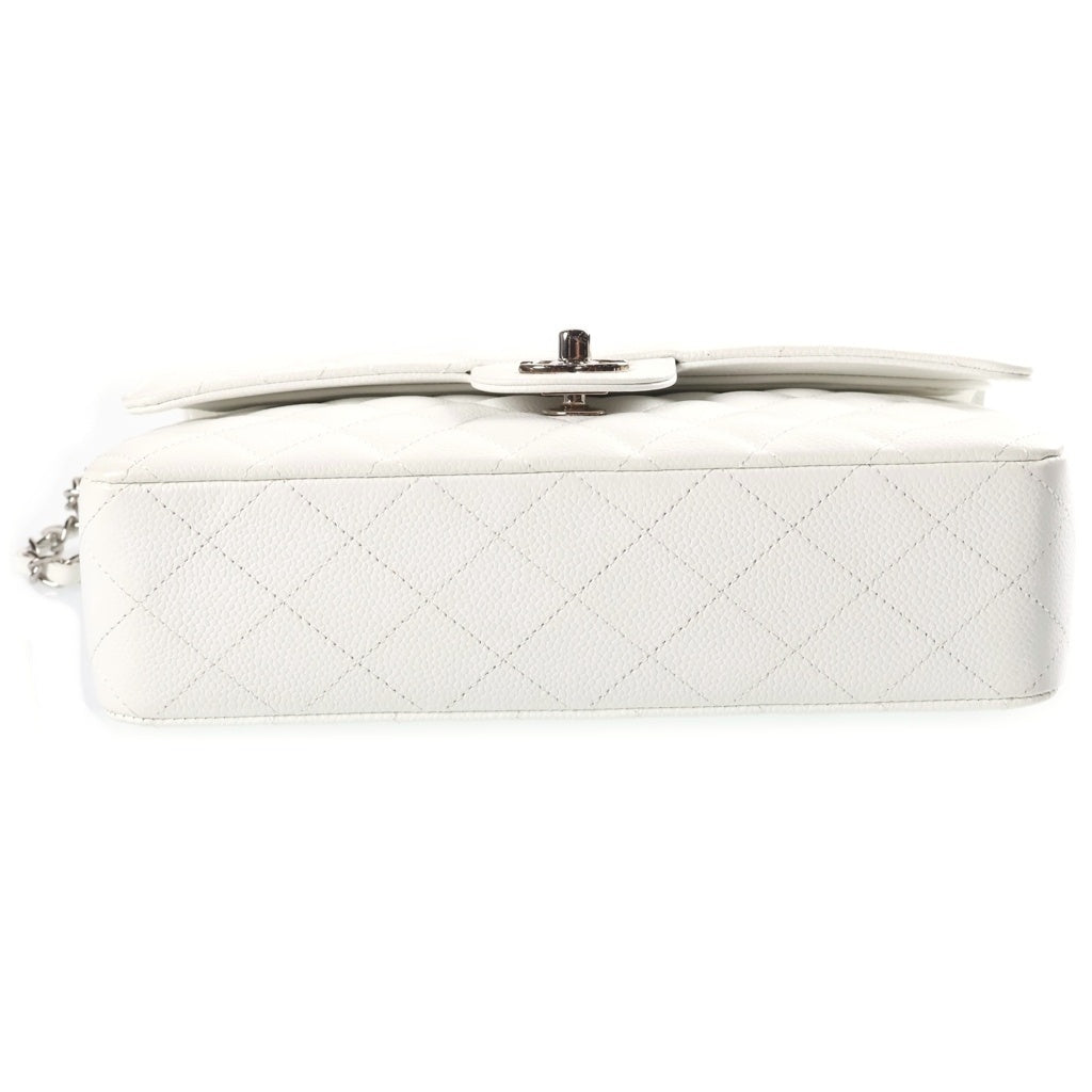 CHANEL(シャネル) マトラッセ25 キャビアスキン ダブルフラップ ダブルチェーン ショルダーバッグ シルバー金具 ホワイト A01112 12番台 レディース