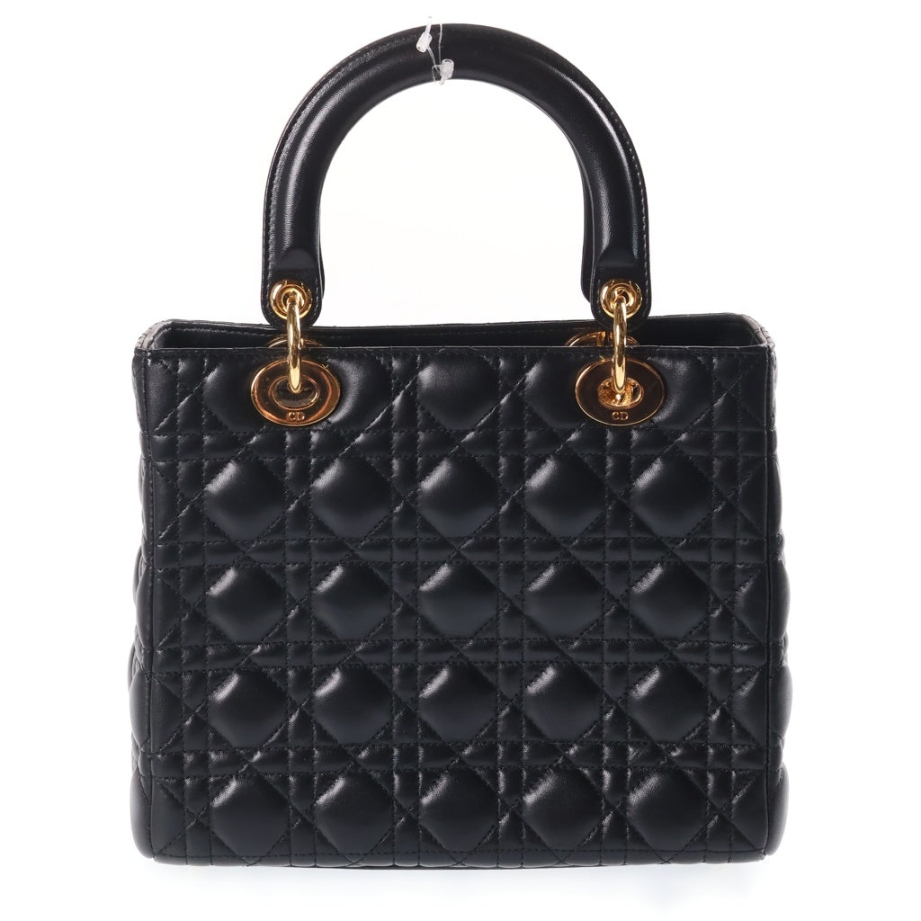 DIOR(ディオール) レディディオール カナージュ ミディアム ハンドバッグ ショルダーバッグ ブラック ラムスキン レディース