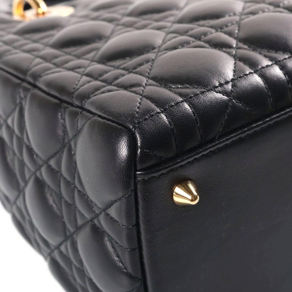 DIOR(ディオール) レディディオール カナージュ ミディアム ハンドバッグ ショルダーバッグ ブラック ラムスキン レディース