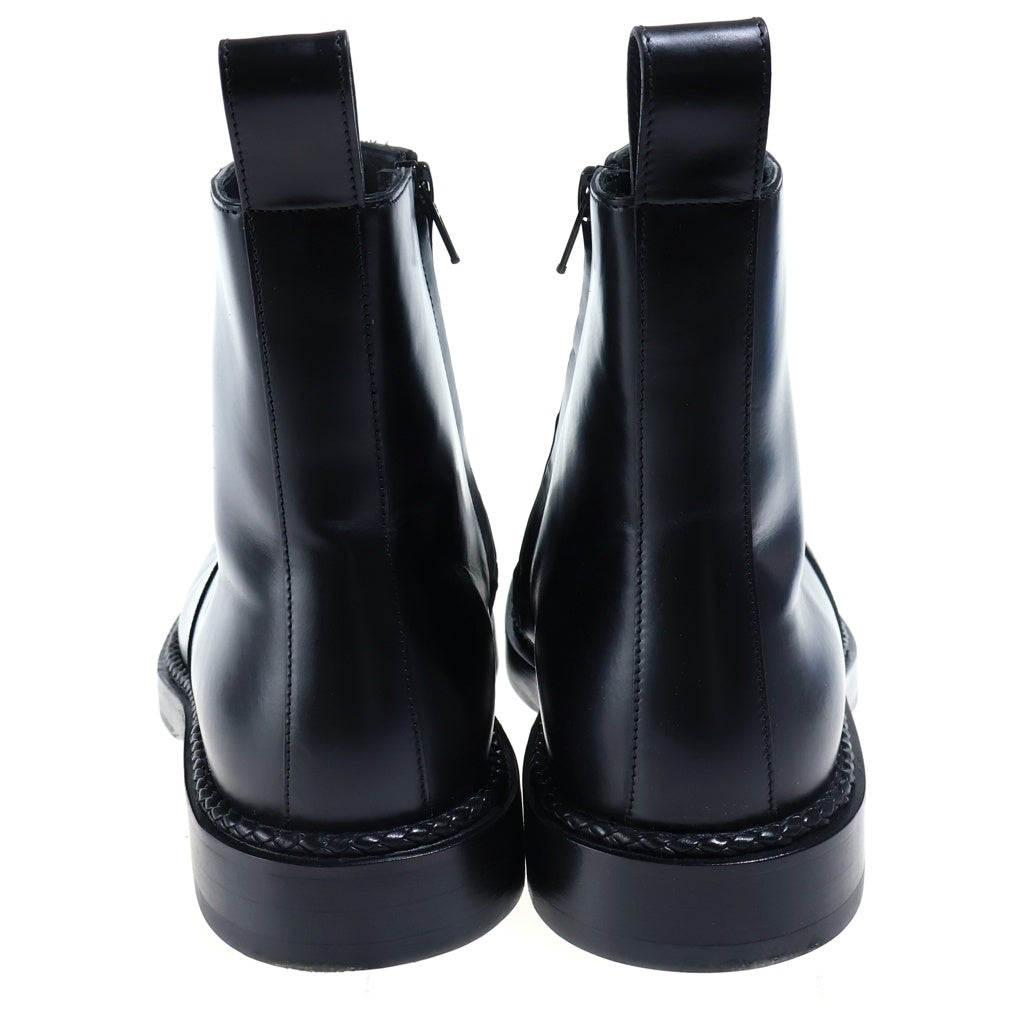 BOTTEGA VENETA(ボッテガヴェネタ) SIDE ZIP ANKLE BOOTS サイドジップ アンクルブーツ レザー ウッドソール ラウンドトゥ ブラック