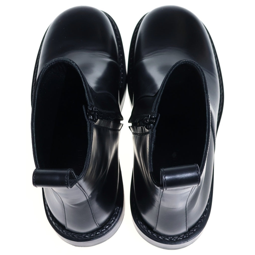 BOTTEGA VENETA(ボッテガヴェネタ) SIDE ZIP ANKLE BOOTS サイドジップ アンクルブーツ レザー ウッドソール ラウンドトゥ ブラック