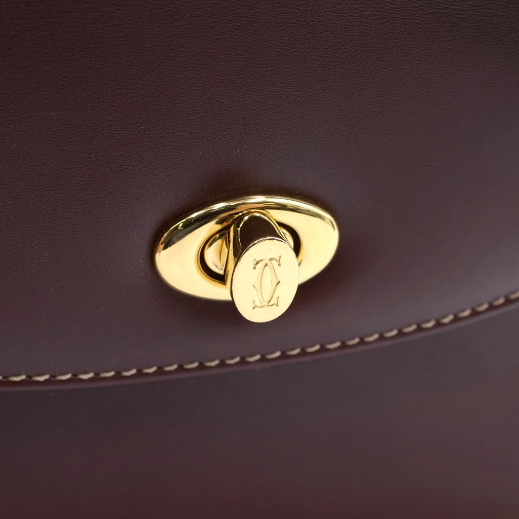 Cartier(カルティエ) カルティエ マスト ショルダーバッグ ミニバッグ ワインレッド ボルドー レザー ゴールド金具 レディース