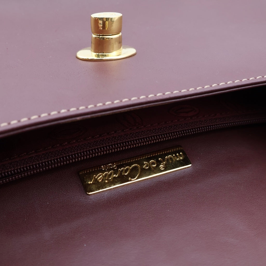 Cartier(カルティエ) カルティエ マスト ショルダーバッグ ミニバッグ ワインレッド ボルドー レザー ゴールド金具 レディース