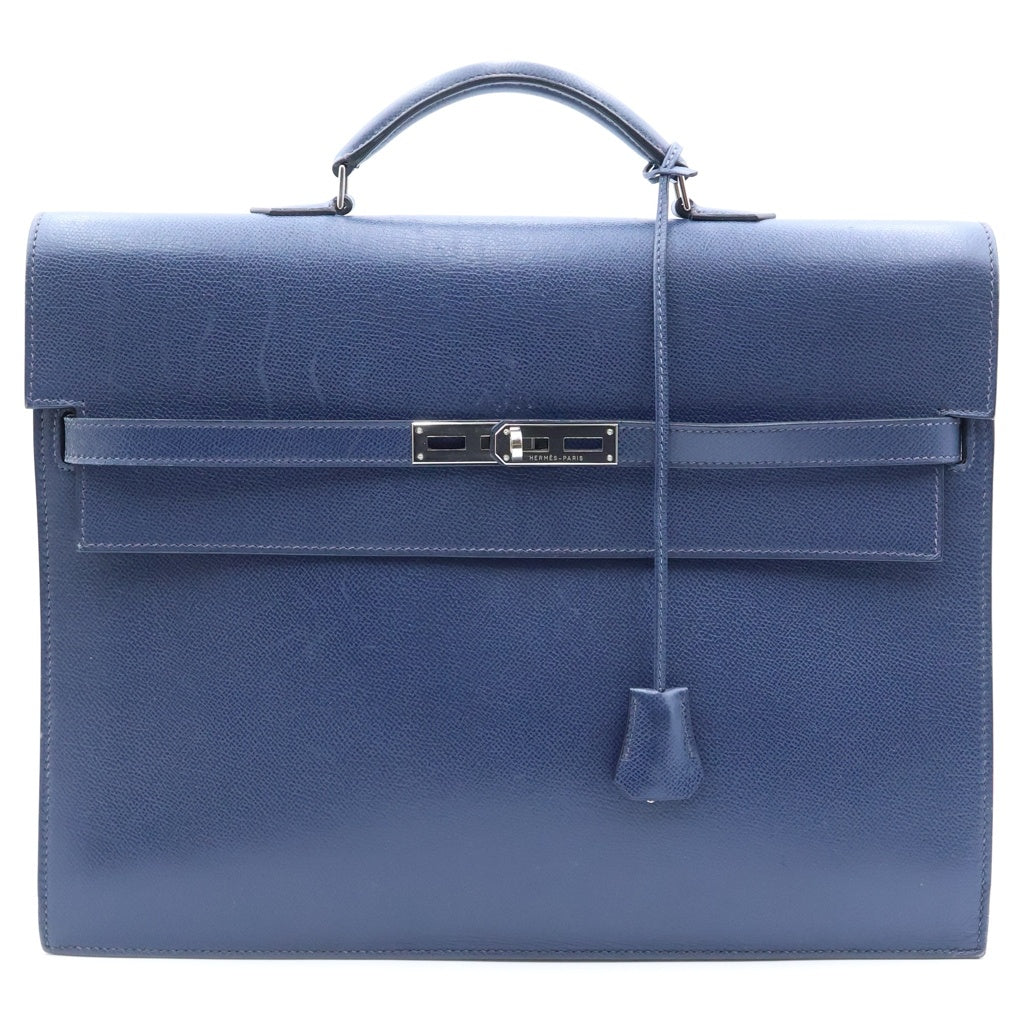 HERMES(エルメス) ケリーデペッシュ 38 ハンドバッグ ビジネスバッグ ネイビー エプソン □G刻印 シルバー金具
