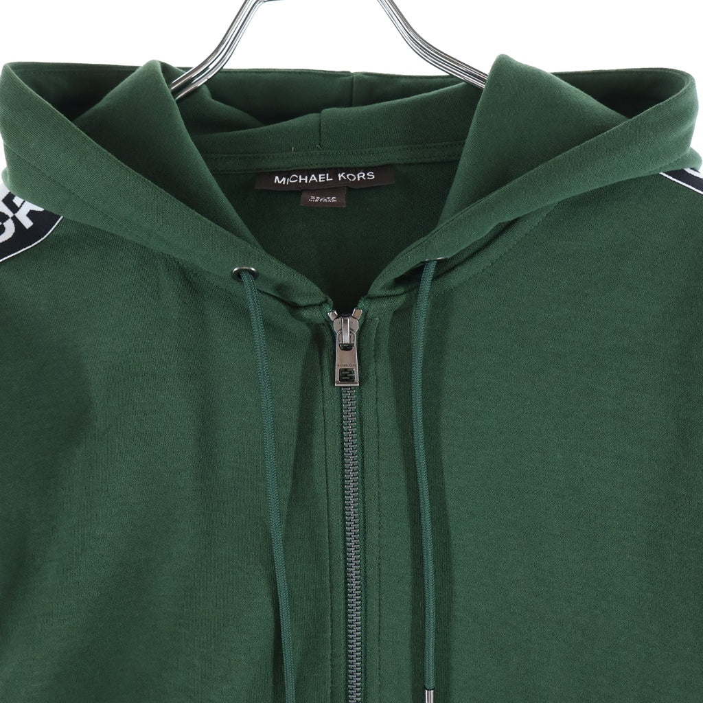 MICHAEL KORS(マイケルコース) SLEEVE LOGO LINE HOODIE 袖ロゴライン ジップアップフーディー パーカー コットン ポリエステル グリーン 0F451X95MF