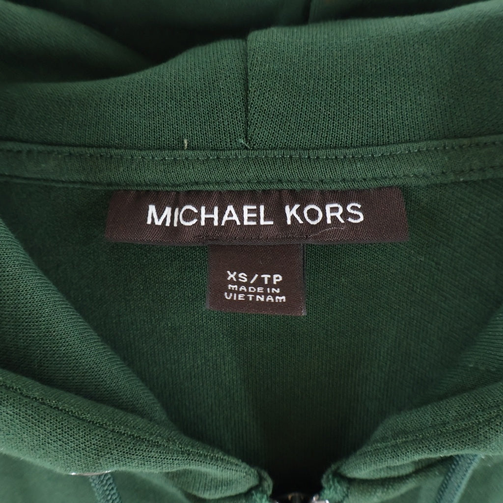 MICHAEL KORS(マイケルコース) SLEEVE LOGO LINE HOODIE 袖ロゴライン ジップアップフーディー パーカー コットン ポリエステル グリーン 0F451X95MF