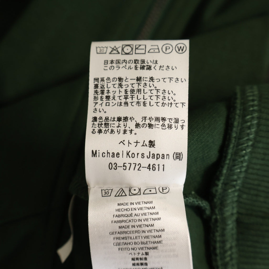 MICHAEL KORS(マイケルコース) SLEEVE LOGO LINE HOODIE 袖ロゴライン ジップアップフーディー パーカー コットン ポリエステル グリーン 0F451X95MF