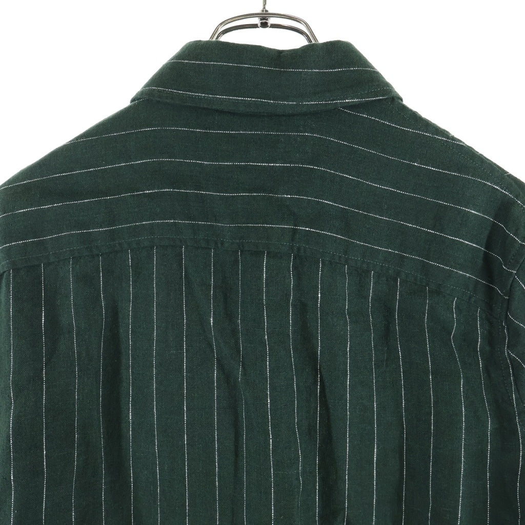 EMPORIO ARMANI(エンポリオアルマーニ) Stripe Shirt Jacket 胸ロゴ ストライプ シャツジャケット リネン グリーン 3G1CA3 1NMUZ