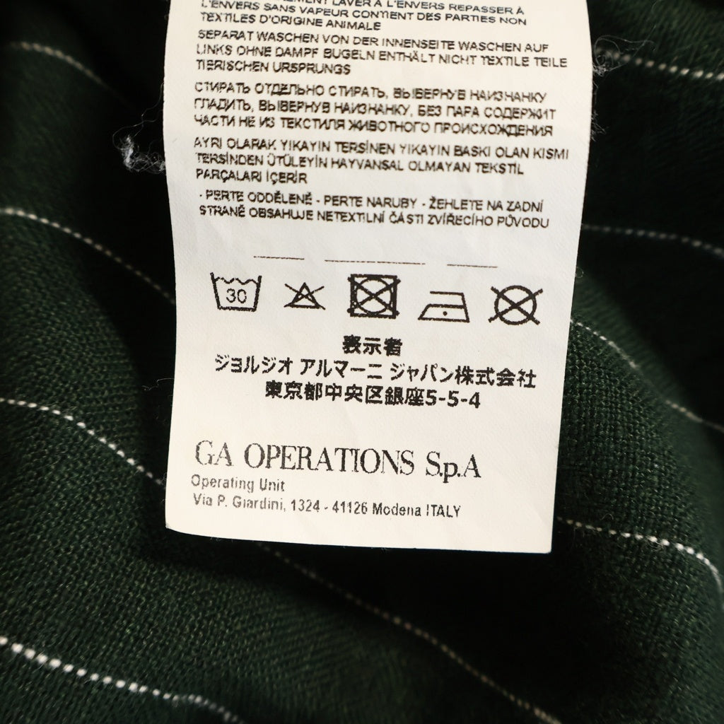 EMPORIO ARMANI(エンポリオアルマーニ) Stripe Shirt Jacket 胸ロゴ ストライプ シャツジャケット リネン グリーン 3G1CA3 1NMUZ