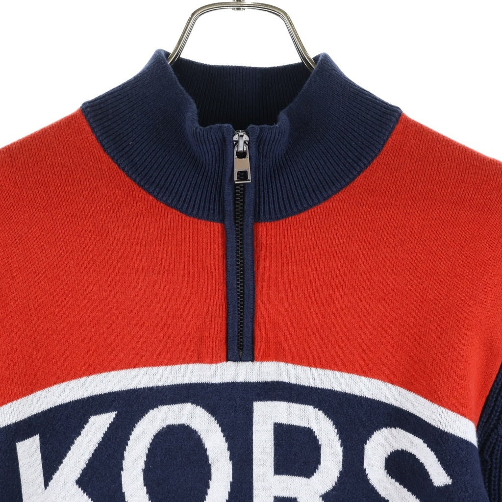 MICHAEL KORS(マイケルコース) Half-Zip Knit フロントロゴ ハーフジップニット セーター ネイビー/レッド 0R560EYF84