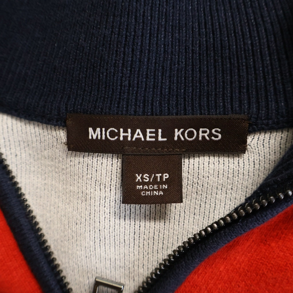 MICHAEL KORS(マイケルコース) Half-Zip Knit フロントロゴ ハーフジップニット セーター ネイビー/レッド 0R560EYF84