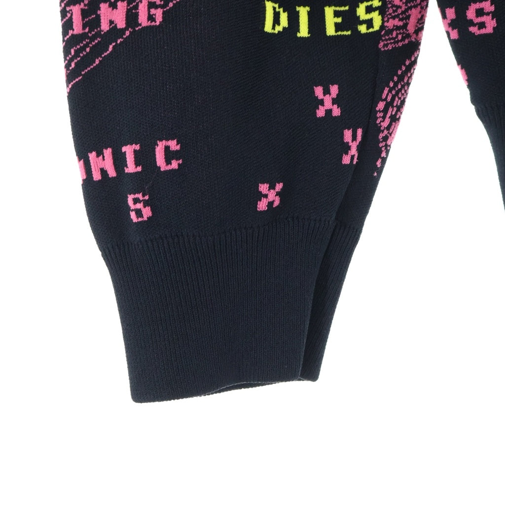 DIESEL(ディーゼル) K-OREGON KNITWEAR ニットボンバージャケット ブルゾン ジップアップ 総柄 ブラック/ピンク A02463