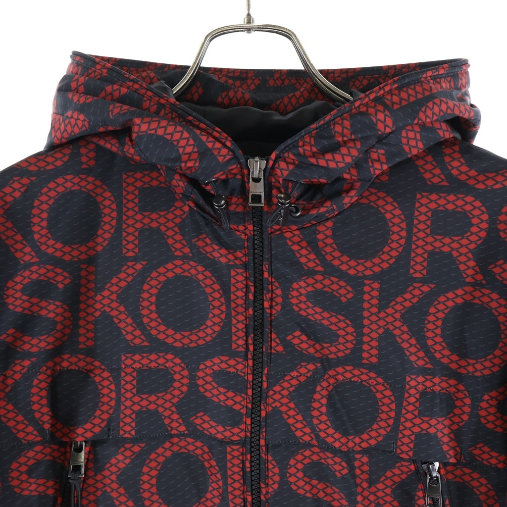 MICHAEL KORS(マイケルコース) Monogram Logo-Print Jacket モノグラム ロゴプリント ジップ フーディ ジャケット パーカー レッド/ブラック CH3205HAM2