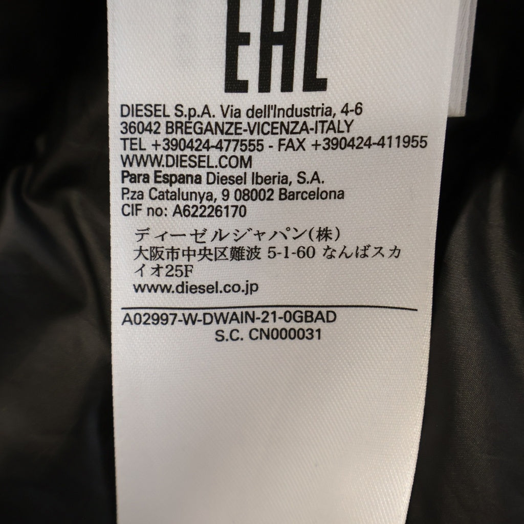 DIESEL(ディーゼル) W-DWAIN-21 JACKET 中綿 キルティングジャケット ダウンジャケット ブルゾン ロゴプリント フード ブラック 0GBAD
