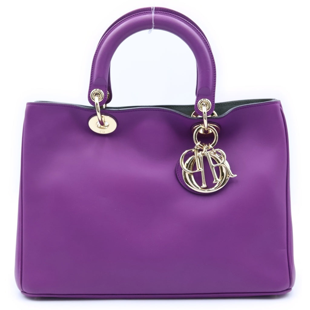 DIOR(ディオール) ディオリッシモ 2WAYバッグ ハンドバッグ ショルダーバッグ レザー パープル シルバー金具 レディース