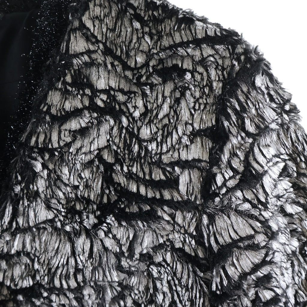CHANEL(シャネル) ココマーク ターンロックボタン メタリック ファー ノーカラージャケット ブラック/シルバー レディース P59969V45525