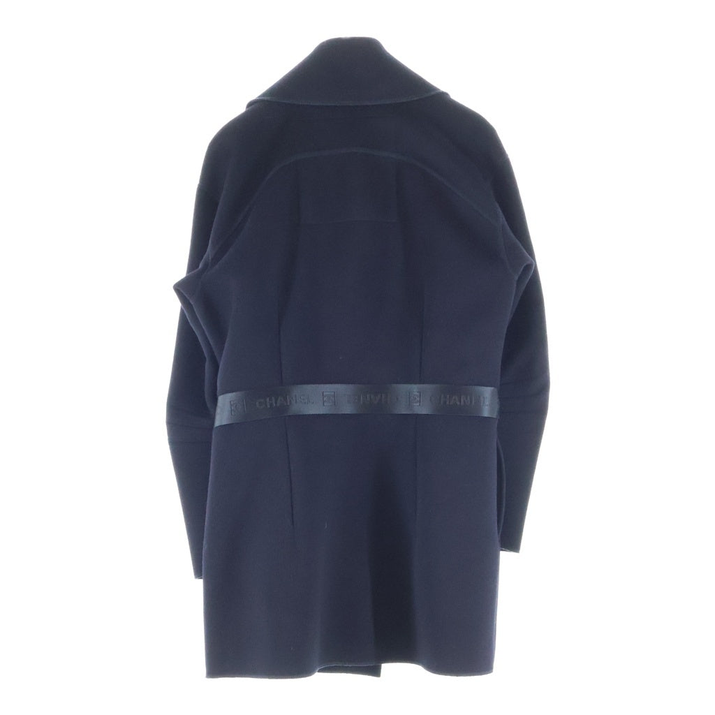 CHANEL(シャネル) 04A スポーツライン ココマーク メルトンウール ベルト付き ロングジャケット コート ネイビー レディース P24057V14563