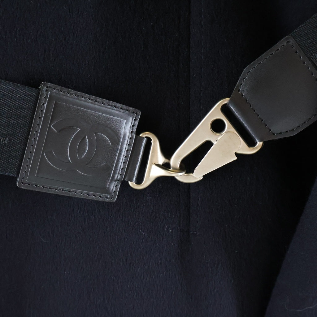 CHANEL(シャネル) 04A スポーツライン ココマーク メルトンウール ベルト付き ロングジャケット コート ネイビー レディース P24057V14563