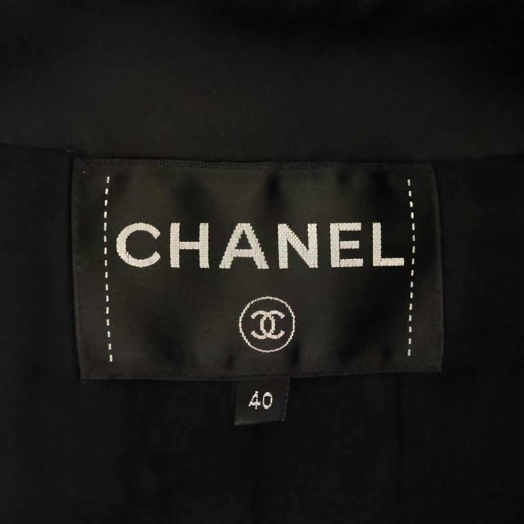 CHANEL(シャネル) ココマークボタン ツイード ジップアップ スタンドカラー ジャケット ブラック レディース P55501V30555