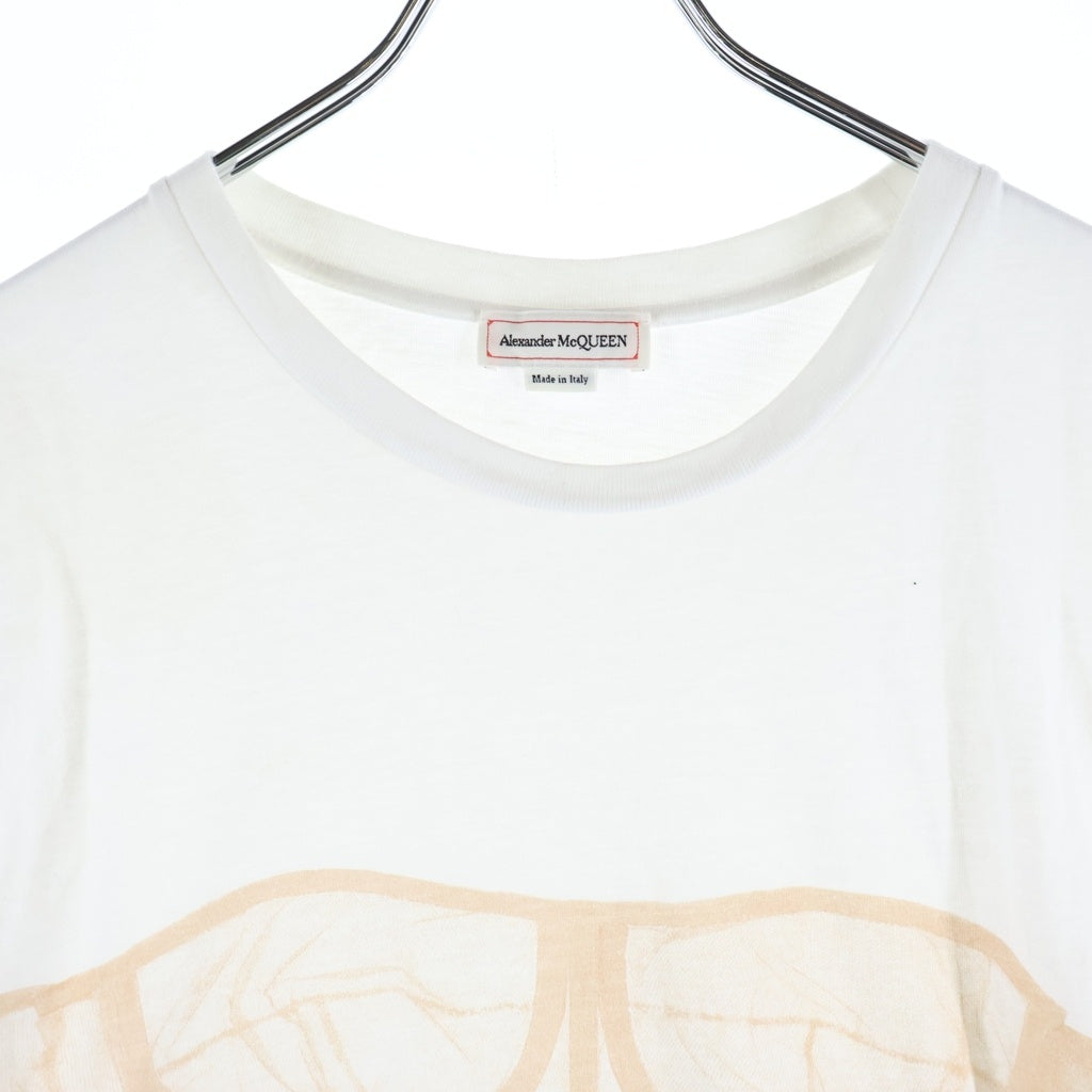 Alexander McQueen(アレキサンダーマックイーン) コルセットプリント クルーネック 半袖Tシャツ カットソー ホワイト レディース