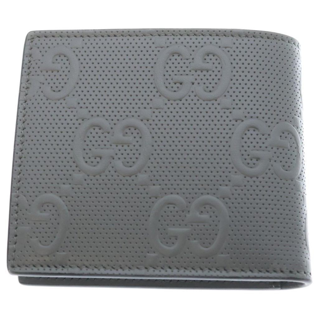 GUCCI(グッチ) GGエンボス レザー コンパクトウォレット 二つ折り財布 グレー 625555 レディース