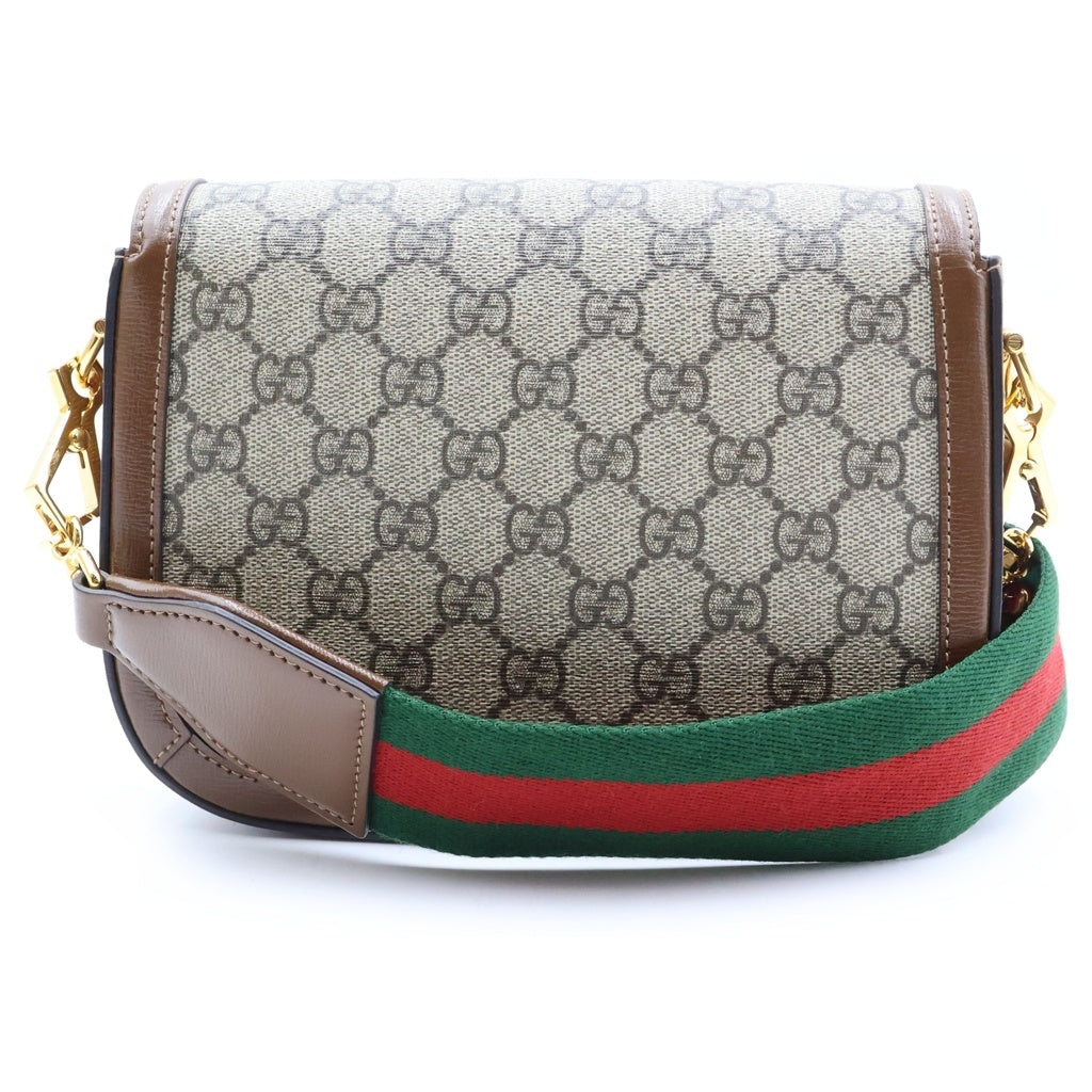 GUCCI(グッチ) GGスプリーム ホースビット PVC レザー ショルダーバッグ ベージュ ゴールド金具 658574 レディース